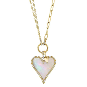 Shy Creation 14K Gold Mother-of-Pearl Heart Pendant Necklace