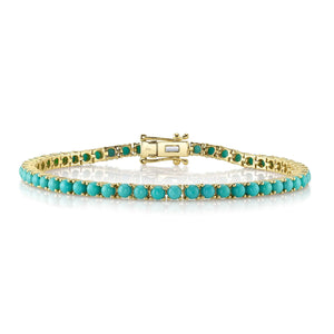 Shy Creation 14K Gold Turquoise Tennis Bracelet