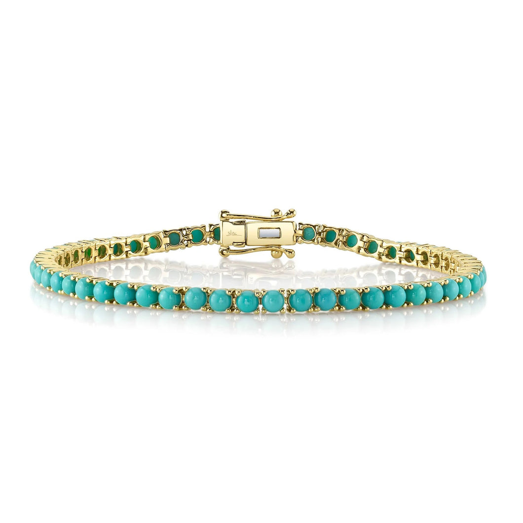 Shy Creation 14K Gold Turquoise Tennis Bracelet