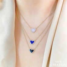 Load image into Gallery viewer, Shy Creation 14K Gold Lapis Heart Pendant Necklace
