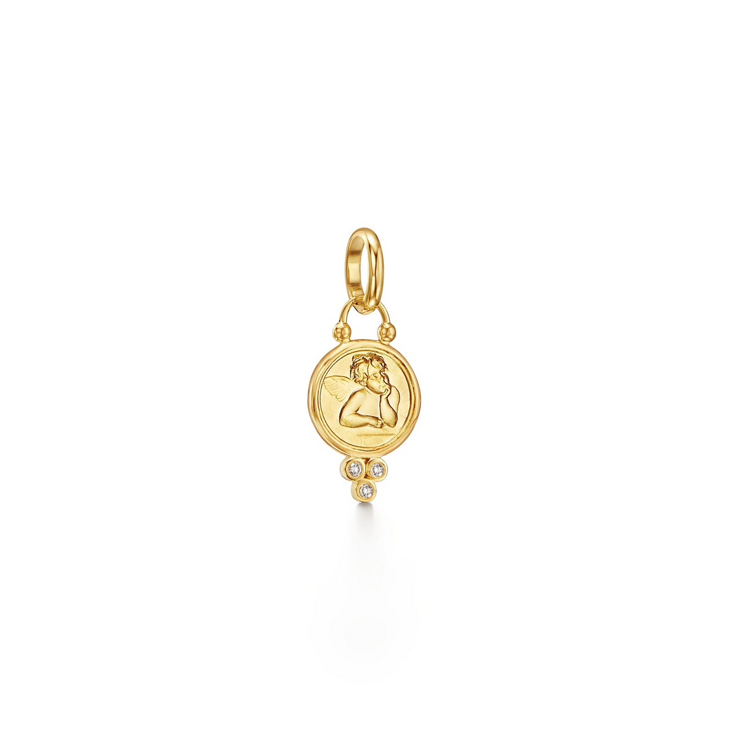 New-Reorderable Temple St Clair 18K Gold Round Cut Diamonds Drop