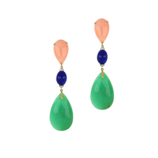 Tenenbaum Collection 18K Gold Diamonds Drop Earrings with Corals