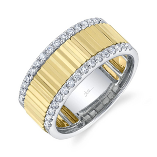 Shy Creation Two-Tone 14K Gold Round Cut Diamond Band