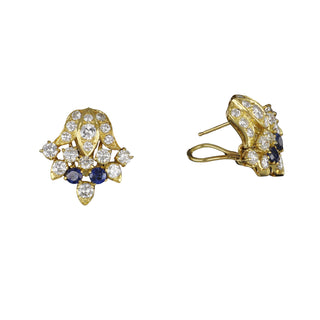 Tenenbaum Workshop 18K Gold Diamonds Spray Earrings with Sapphires