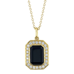 Shy Creation 14K Gold Onyx Pendant Necklace with Diamond