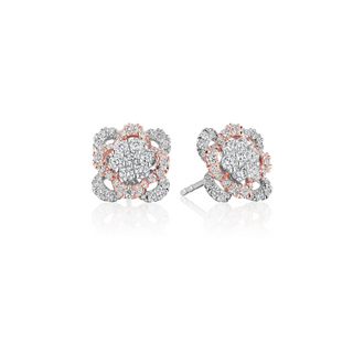 Verragio Two-Tone 18K Gold Diamond Floret Cluster Stud Earrings