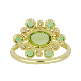 Mazza 14K Gold Peridot Ring with Tsavorites and Diamonds