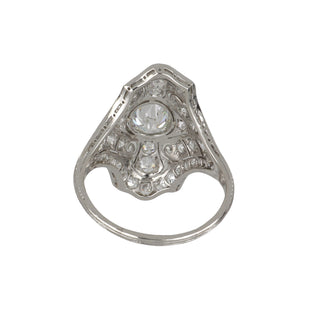 White Platinum Diamond Navette Ring with Diamonds