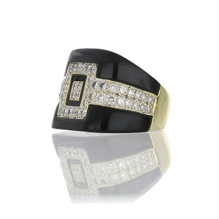 Vintage/Estate 18K Gold Onyx Cocktail Ring with Diamonds