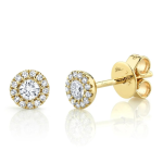 Shy Creation 14K Gold Diamond Stud Earrings