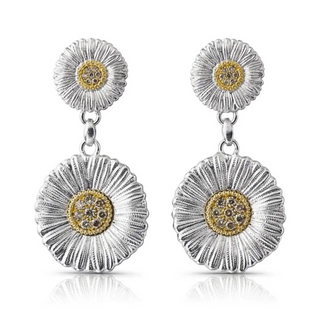 Buccellati Two-Tone Gold & Silver Diamond Drop Earrings