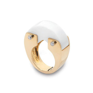 Aletto Brothers 18K Gold White Onyx Ring with Diamonds