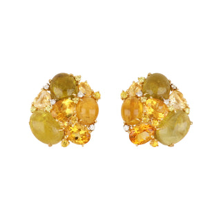 Tenenbaum Collection 18K Gold Tourmaline Clip Earrings with Diamond