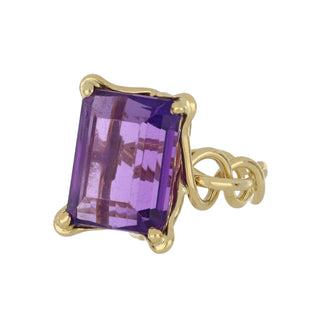 Vintage Tiffany & Co. 18K Gold Amethyst Solitaire Ring