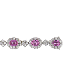 Gregg Ruth 18K White Gold Pink Sapphires Link Bracelet with Diamonds