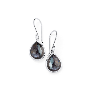 Ippolita Silver Pear Cut Hematites Drop Earrings