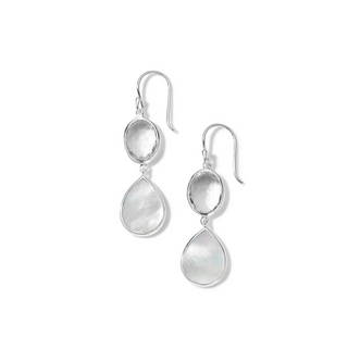 Ippolita White Silver Mother Of Pearl Drop Earrings with Rock Crystal