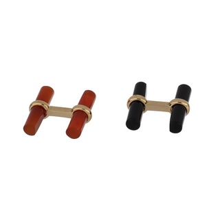 Van Cleef & Arpels 18K Gold Carnelians Cufflinks with Onyxes