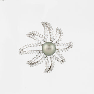 Tiffany & Co. Platinum Pearl Brooch with Diamonds