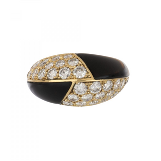 Mauboussin 18K Gold Onyxes Cocktail Ring with Diamonds