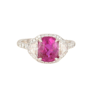 Estate 18K White Gold AGL 2.40 Carat Pink Ceylon Sapphire and Diamond Ring