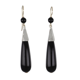 Victorian 14K Gold & Silver Onyx Drop Earrings