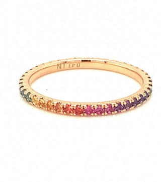 Lisa Nik 18K Rose Gold Multicolored Sapphire Rainbow Eternity Ring