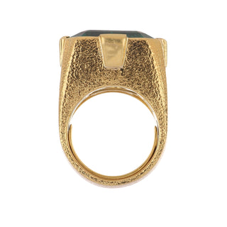 David Webb 18K Gold Emerald Solitaire Ring