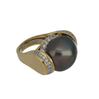 David Webb 18K Gold Tahitian Pearl Cocktail Ring with Pearl