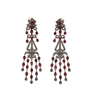 Vintage/Estate G&S Rubies Chandelier Earrings with Diamonds