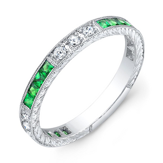 Vintage/Estate 18K White Gold Tsavorite Garnets Other with Diamonds