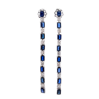 Maharaja 18K White Gold Diamonds Multi Drop Earrings with Sapphires