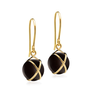 L. Klein 18K Gold Agates Drop Earrings