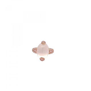 Estate Signed GA 18K Rose Gold Moonstone and Pink Sapphire Ring