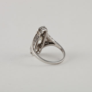 Vintage/Estate White Platinum Diamond Navette Ring with Diamonds