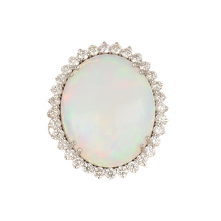 Maharaja 18K White Gold Opal Cluster/Halo Ring with Diamonds