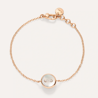 Pomellato 18K Rose Gold Diamond Station Bracelet with Mother Of Pearl