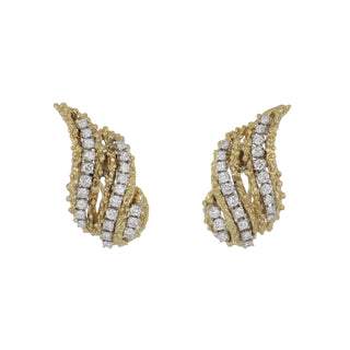 Two-Tone 18K Gold Diamonds Clip Earrings