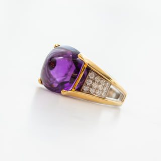 Estate 18K Gold Amethyst Ring with Diamonds