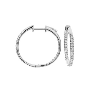 Vintage/Estate 18K White Gold Diamonds Hoop Earrings