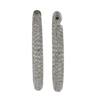 Estate 18K White Gold Diamond Hoop Earrings