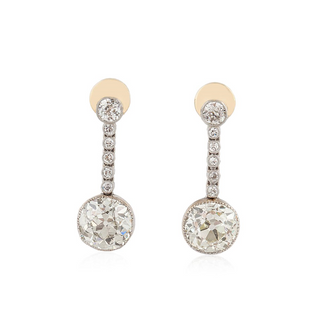 Vintage/Estate Two-Tone G&PT Diamonds Multi Drop Earrings with Diamonds