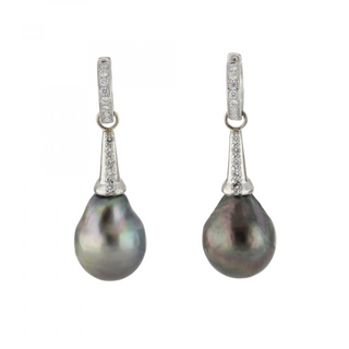 Vintage/Estate 18K White Gold Tahitian Pearl Day/Night Earrings with Pearls