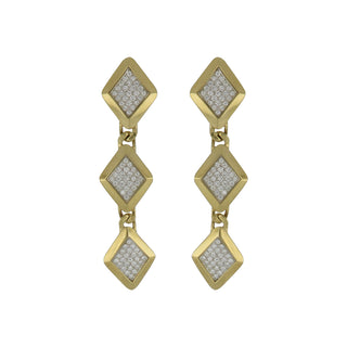 Vintage/Estate Two-Tone 18K Gold Diamonds Multi Drop Earrings