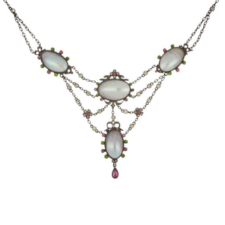 Sterling Silver Paste Festoon Necklace with Shells