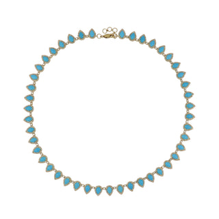 Tenenbaum Collection 14K Gold Turquoises Link Necklace with Diamond