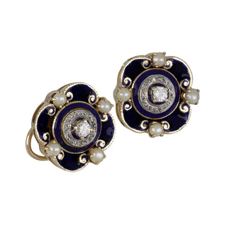 Art Deco Gold & Platinum South Sea Pearl Clip Earrings