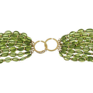 Vintage/Estate 18K Gold Peridot Bead Necklace with Diamonds