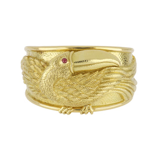 David Webb 18K Gold Hinged Toucan Cuff