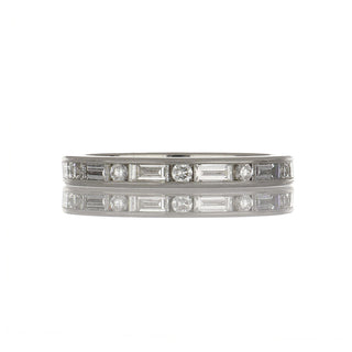 Modern White Platinum Baguette Cut Diamonds Eternity Band